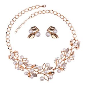 Women Pearl Studded Necklace Jewellery set with Earrings For Girls/Women