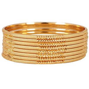 Set Of 8 Latest Traditional Design One Gram Gold Plated Bangle for Women (Golden)